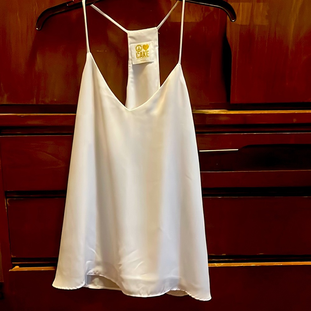 White silky tank
